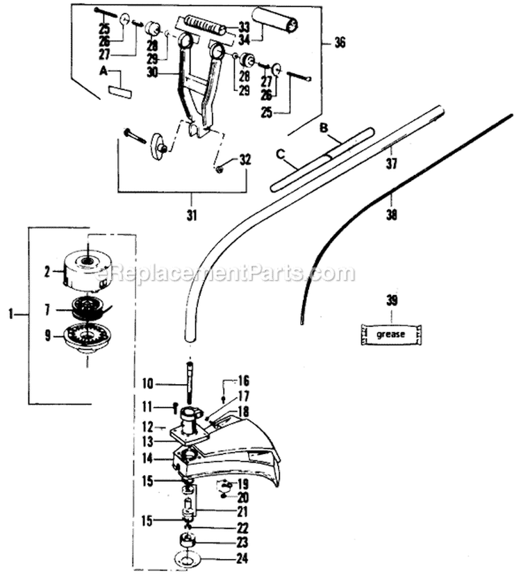 Page B Diagram and Parts List for XR-80A  Weed Eater Trimmer
